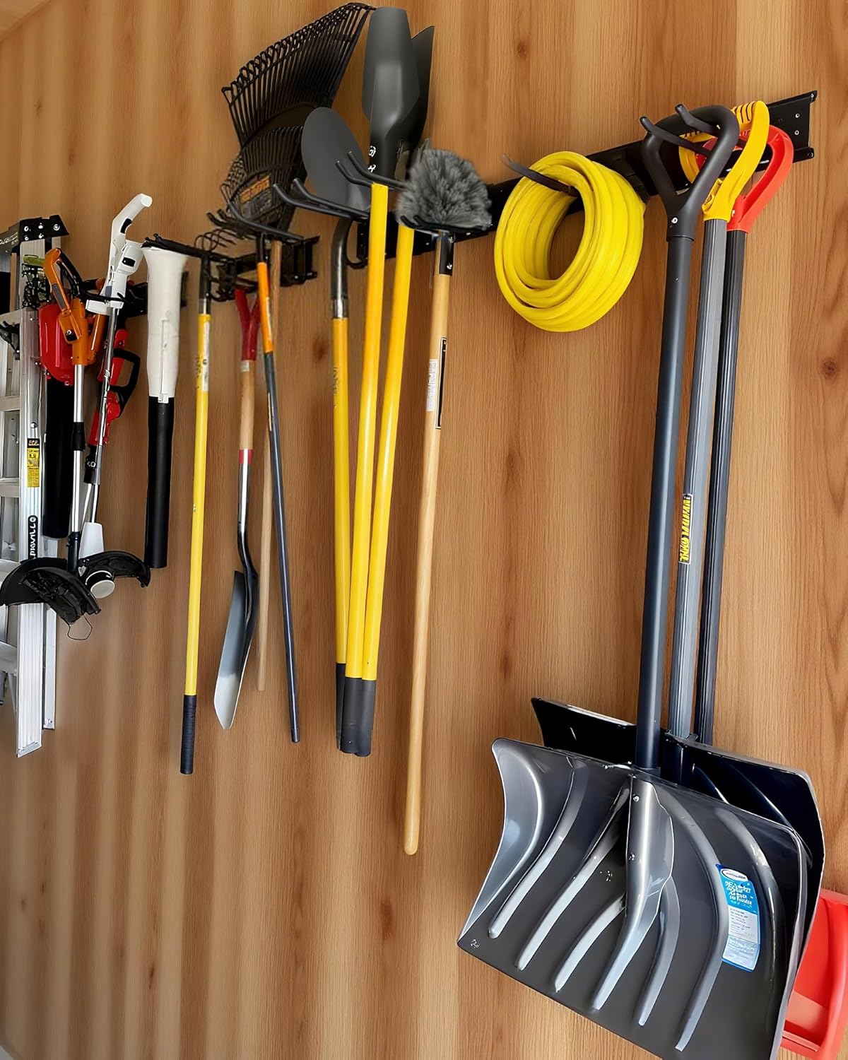 PIYILO Garage Tool Organizer - Heavy Duty Wall Mount Rack with 10 Hooks for Lawn Tools | 64 Inches