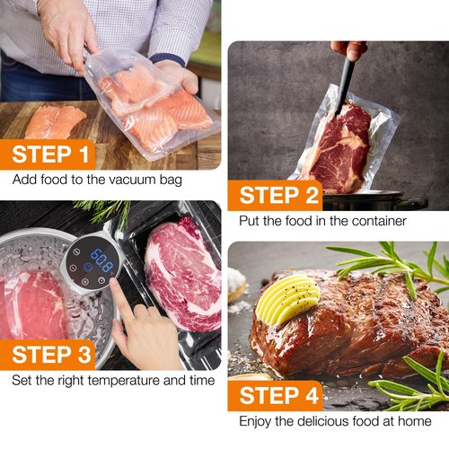 Upesitom Sous Vide Machine 1100W Upgraded WIFI Sous Vide Cooker Ultra-quiet Working Cooker Immersion Circulator with Recipes(App Included), Accurate Temperature, Digital Timer, IPX7 Waterproof