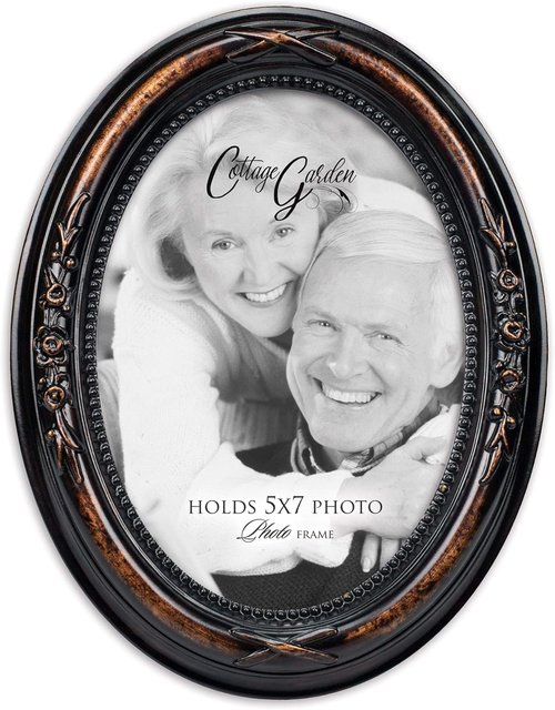 Cottage Garden Photo Frame - Personalizable Burlwood Finish | Oval 5 x 7 for Table or Wall Display