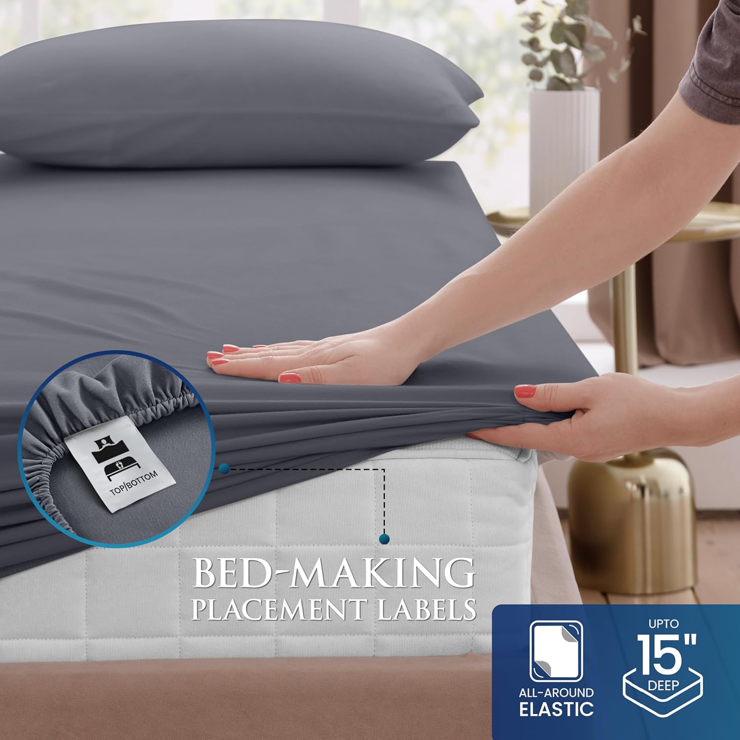 Utopia Bedding Twin Size Sheet Set - Soft Brushed Microfiber - Deep Pocket, Includes Fitted & Flat Sheet | Grey