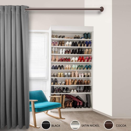 Rod Desyne C-1945-DP150-487 1.5" Premium Heavy Duty Adjustable Closet Rod with Socket Set, 48 x 84, Cocoa