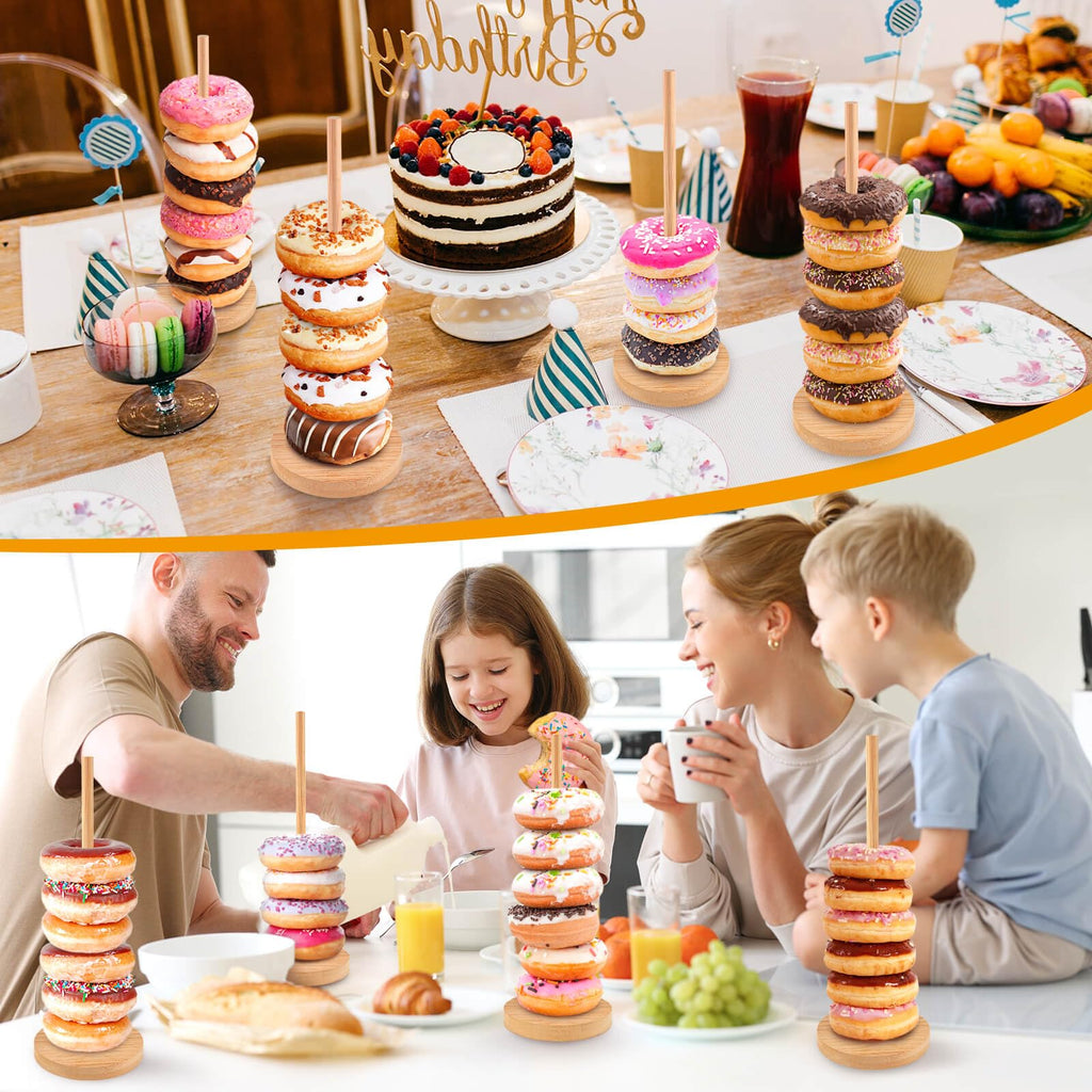 Farmhouse Donut Stand for Dessert Table 4 PCS, Donut Holder Stand, Bagel Holder Stand, Donut Display Stand for Party, Doughnut Tower Stand for Birthday, Wedding, Baby Shower Decoration