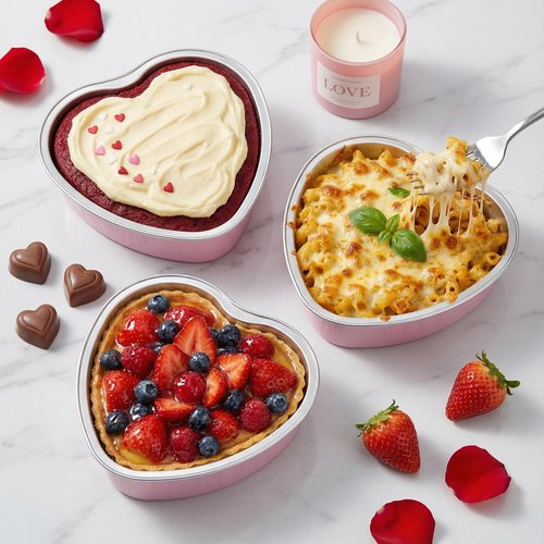 ZKNDRHJO 36 Pcs 9oz Valentine's Day Disposable Aluminum Foil Heart Cake Pan Set with Secure Lids, Premium Heart Shaped Cake Pans for Baking & Gifting,Pans for Holidays and Special Events (pink, 9OZ)