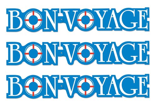 Beistle 3 Piece Bon Voyage Streamers, 6" x 37", Blue/White/Red
