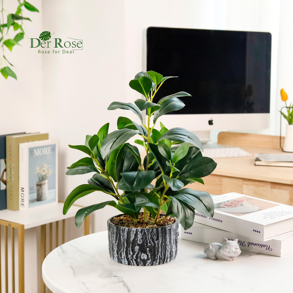 Der Rose Fake Plants Artificial Plants Indoor with Black and White Striped Pots for Room Home Bathroom Bedroom Kitchen Decor
