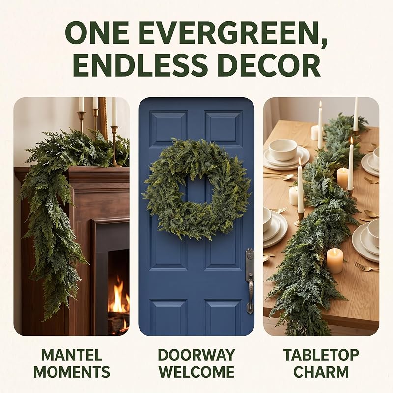 Artificial Cedar Christmas Garland Décor Gradient 9FT (1PC) - Quozzyllix