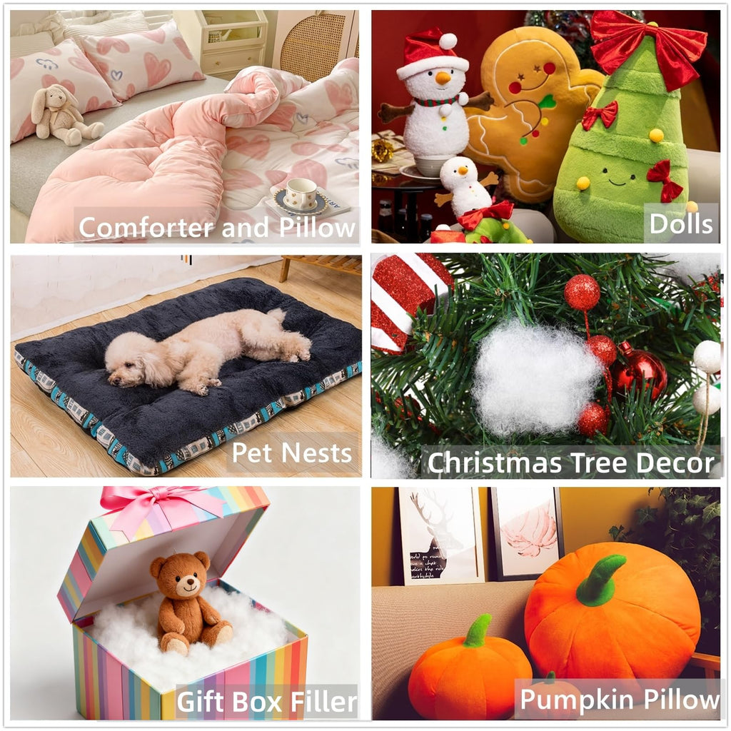 Cididu 1000g Fake Snow Clouds Decorations, 35.27 oz Fluffy Artificial Fiber Fill, White Soft Indoor Home Decor for Village Display, DIY Winter Crafts, Christmas Tree Safe and Reusable
