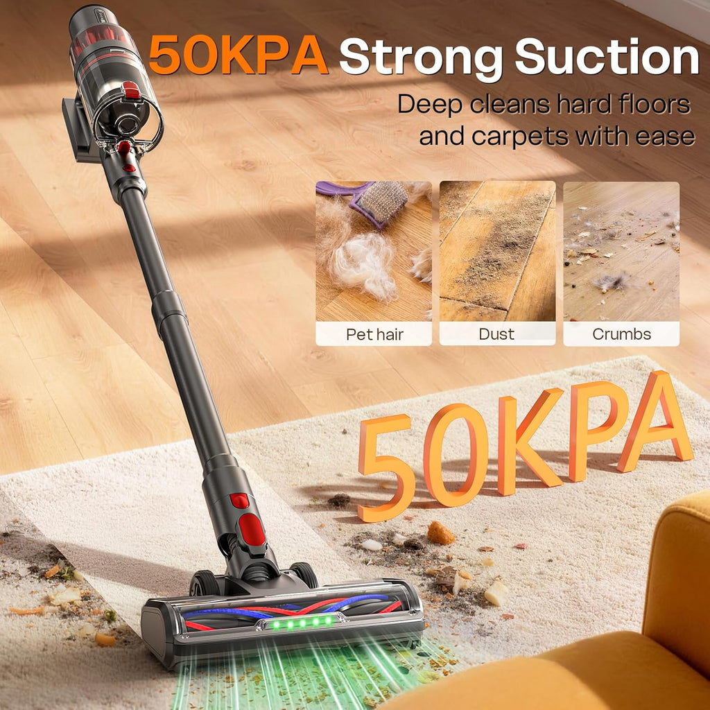 Skiennix Cordless Vacuum Cleaner - Powerful 600W Suction | Lightweight & Rechargeable Design, Grey