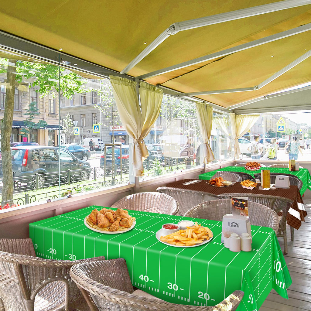 Esjay Football Party Decorations Supplies, Football Tablecloth Table Covers Disposable Plastic, Football Field Themed Birthday Decorations, 3 Pack (54x72inch), Green Green Brown