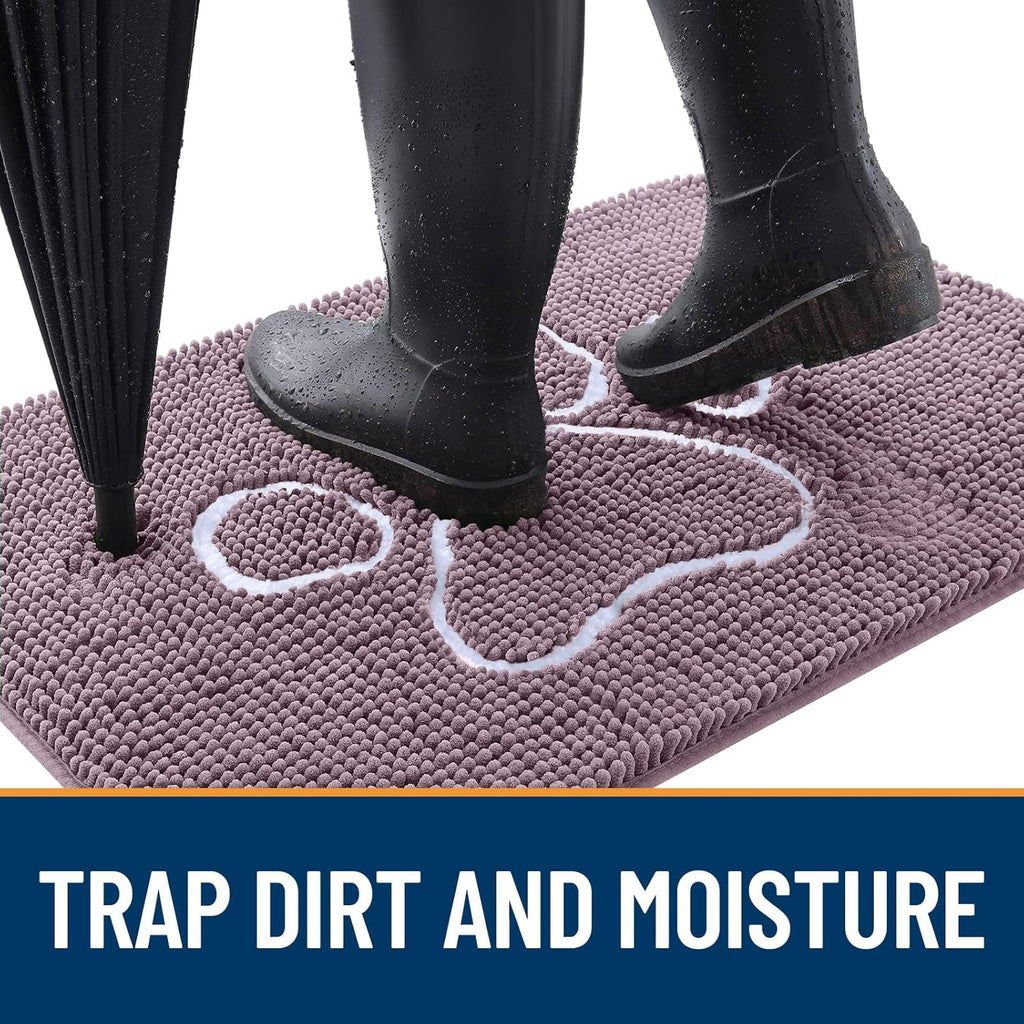 OLANLY Dog Door Mat - Absorbent Non-Slip Mud Mat for Muddy Paws | 36x24, Deep Plum Color