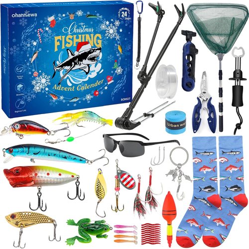 Fishing Advent Calendar 2026 - 24 Days of Fishing Tools & Lures | Perfect Gift for Anglers & Fish Lovers