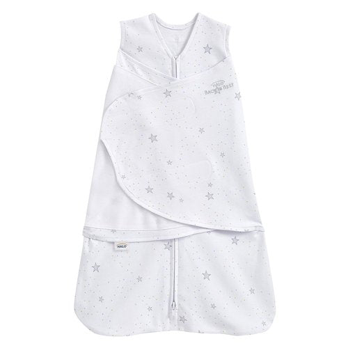 HALO 100% Cotton Sleepsack Swaddle - 3-Way Adjustable Wearable Blanket, TOG 1.5, Stardust, Newborn (0-3 Months)