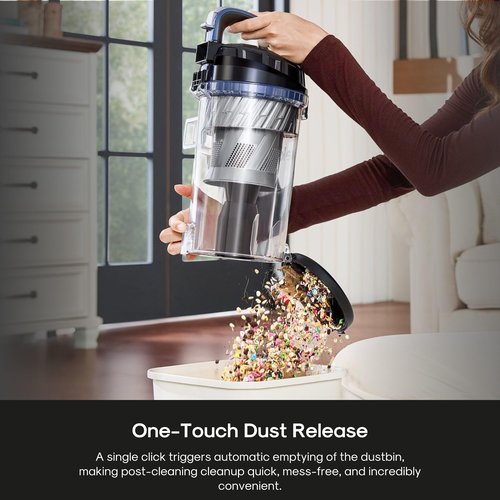 Eureka Upright Vacuum Cleaner for Carpet and Hard Floor,Powerful Vacuum with Dual Cyclone Suction,Swivel Steering,Anti-Tangle,Large Dust Cup,NEU612BL, Blue
