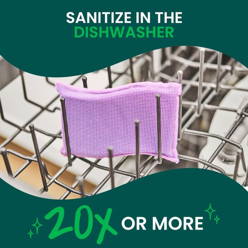 Scotch-Brite Dobie Stay Clean Scrubbers, Non-Scratch Dual-Sided Dish Sponges with Absorbent Cloth Side, Odor Resistant Scrubbing Pads for Dishes and Household Cleaning, 8-Pack