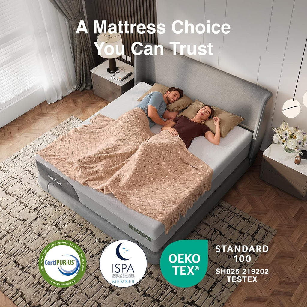 Novilla Queen Mattress - 14 Inch Gel-Infused Memory Foam for Pain Relief & Spinal Support | Cool-Touch Cover