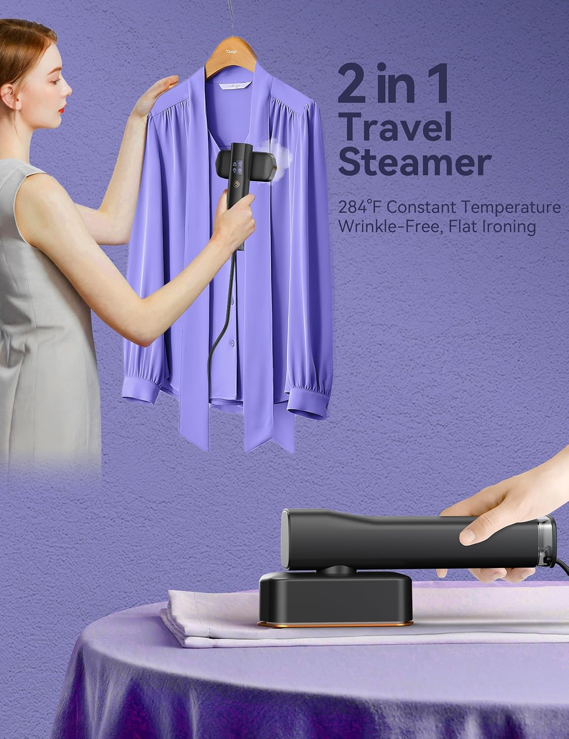 Sundu Portable Travel Steamer - 2-in-1 Iron with 15s Fast Heat-Up, 100ml Tank, 1200W Power | Gray