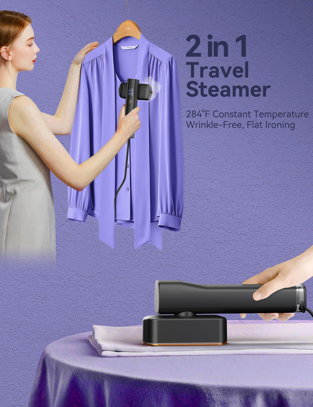 Steamer for Clothes,Sundu Portable 2-in-1 Travel Steamer&Iron,15s Fast Heat-up,100ml Water Tank,Ironing Gloves,25 Min Powerful Continuous Steam,1200W&4 Modes Light Steam Iron for Travel&Home(Gray)