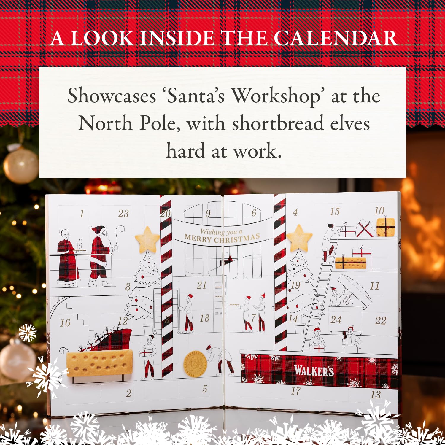 Walker’s Advent Calendar - Limited Edition Shortbread Cookies from Scotland | 24 Count (10.4 oz) - Festive Shapes & Flavors
