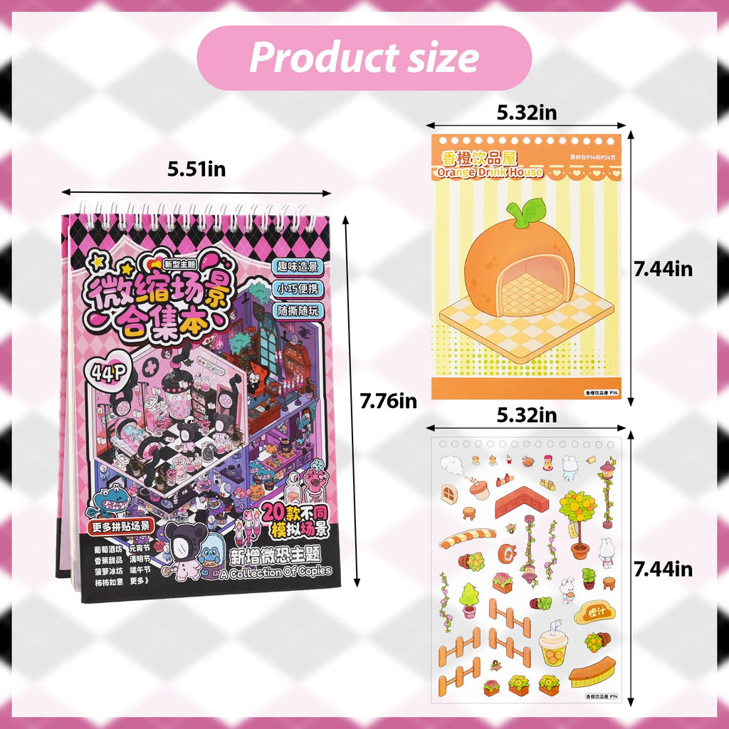 20 Sets 3D Sticker Scenes, Make Your Own 3D House Stickers Therapy, Miniature Scene Stickers for Halloween (style2)