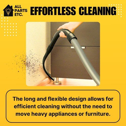 ALL PARTS ETC. 1.25" Flexible Flat Vacuum Crevice Tool/Under Side Refridgerators - 1.5" & 1.37" - 24" Long Hose Adaptor 2.5" to 1.25” Fits Wet Dry Vacuums - Shop Vac, Rigid, Workshop, Vac Master