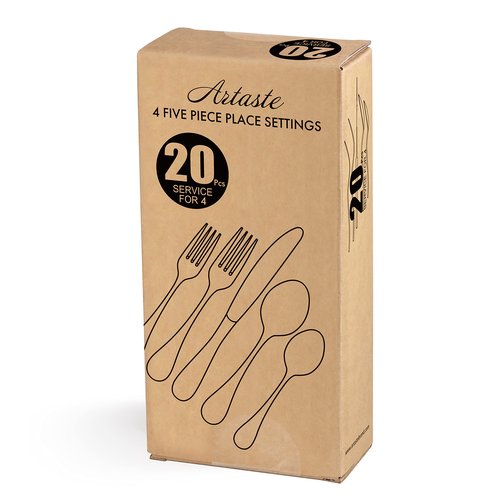 Artaste 56921 Rain 18/10 Stainless Steel Flatware 20-Piece Set, Copper Finish, Service for 4