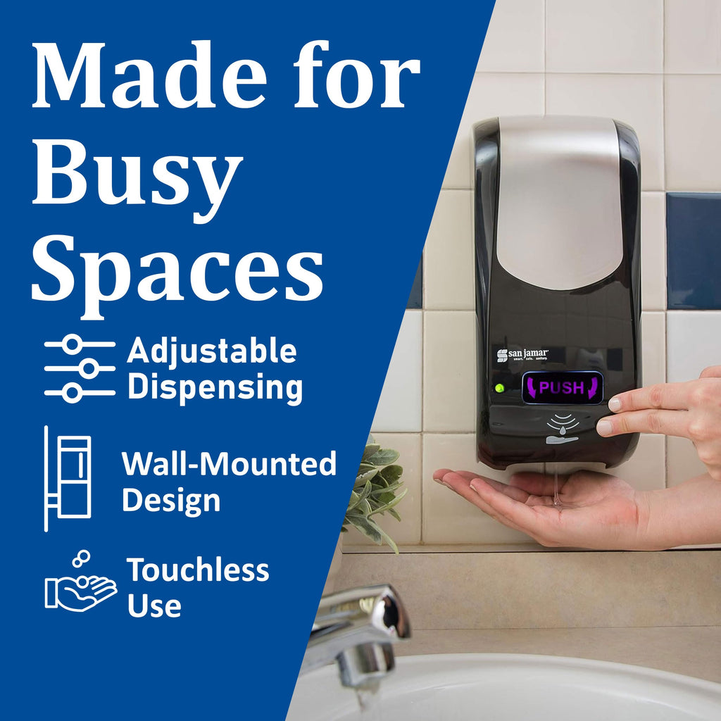 San Jamar Rely SH970BKSS Hybrid Foam Soap Dispenser, Black/Stainless Look