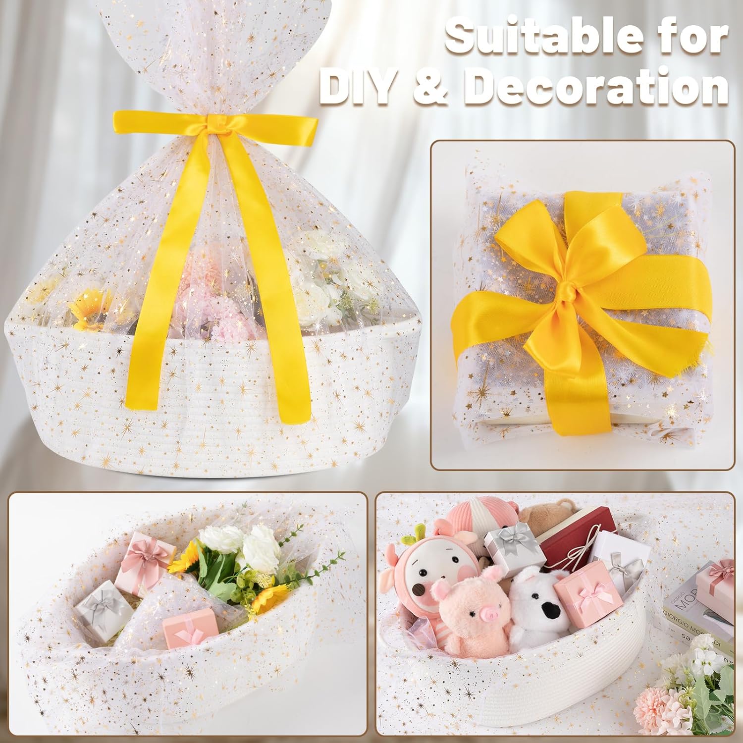 OIAHOMY Large Gift Basket - Stylish DIY Storage Solution with Handles | 17" x 12.6" x 7" - White