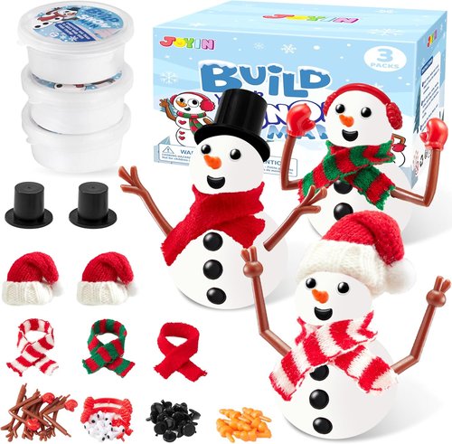 JOYIN Christmas Build A Snowman Craft Kit - 3 Pack DIY Modeling Clay for Kids | Fun Xmas Gift & Party Favor