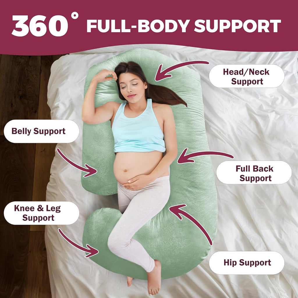 PILLANI Pregnancy Pillow - V C U Shaped 57" Full Body Support with Removable Washable Cover | Cooling Maternity Cushion