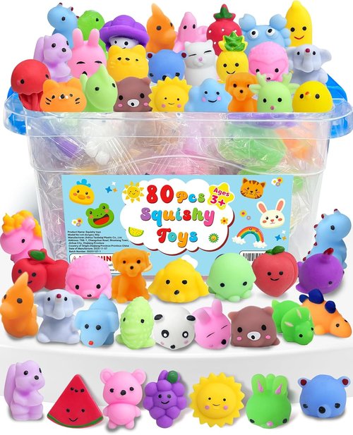 Kawaii 80 Pack Squishy Toys - Fun Party Favors for Kids | Perfect Mini Birthday Gifts & Classroom Prizes