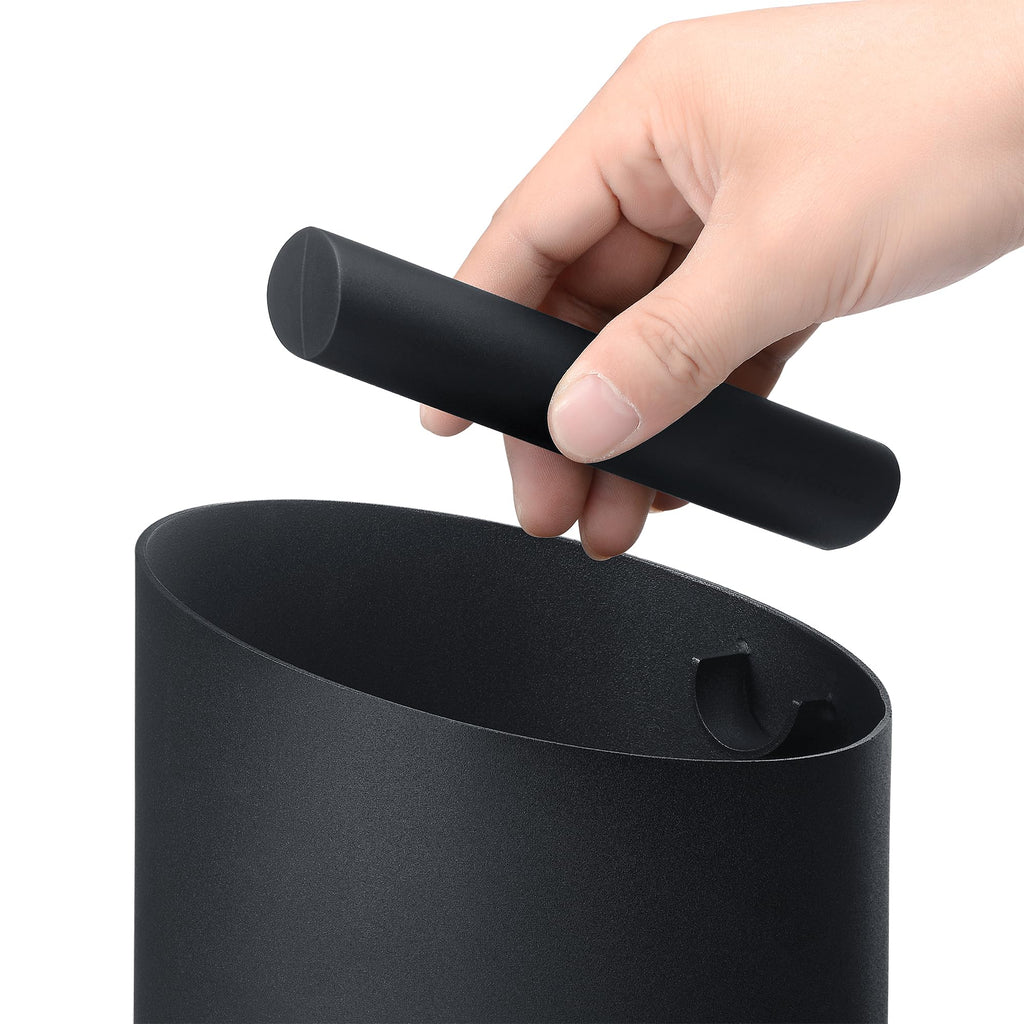 Normcore Espresso Knock Box - 1.8L Capacity, Holds 40–45 Pucks - Heavy-Duty Stainless Steel Coffee Grounds Bin with Removable Knock Bar and Walnut Non-Slip Base, Black