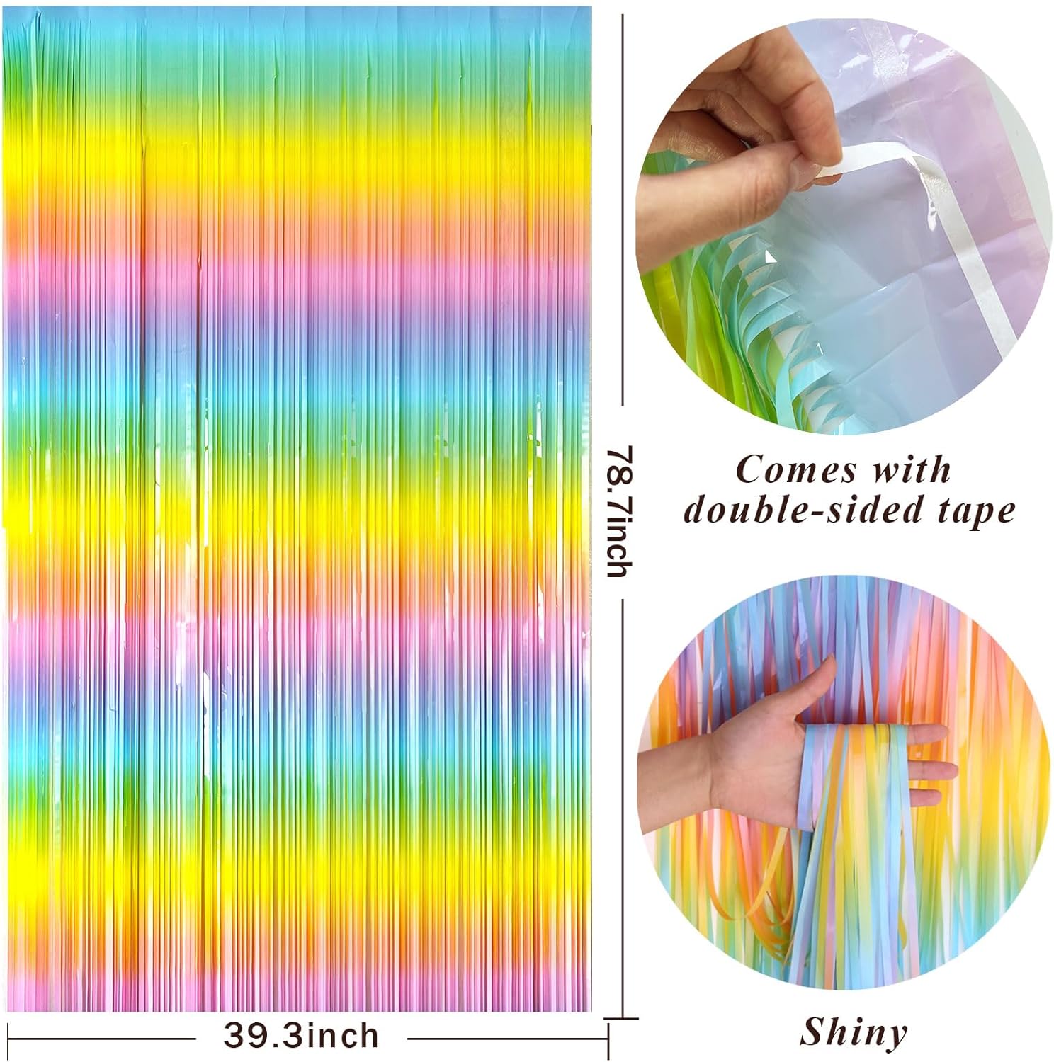 Pastel Rainbow Foil Fringe Curtain - Vibrant Party Backdrop for Birthday Celebrations