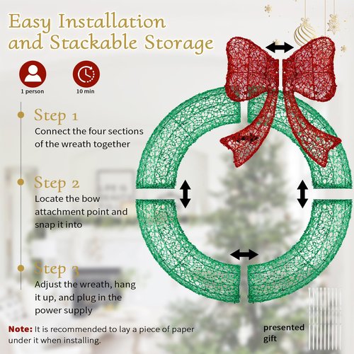 Christmas Wreath (Green/Red, 24in)