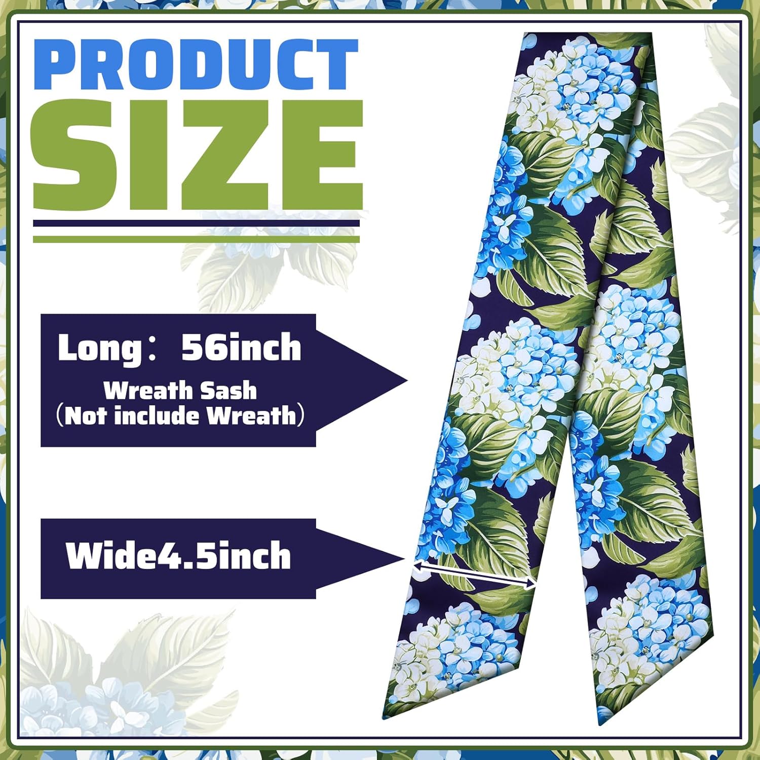 Skiennix Wreath Sash - Satin Blank Sashes for Monogramming | Indoor/Outdoor Home Decor (Blue, Green)