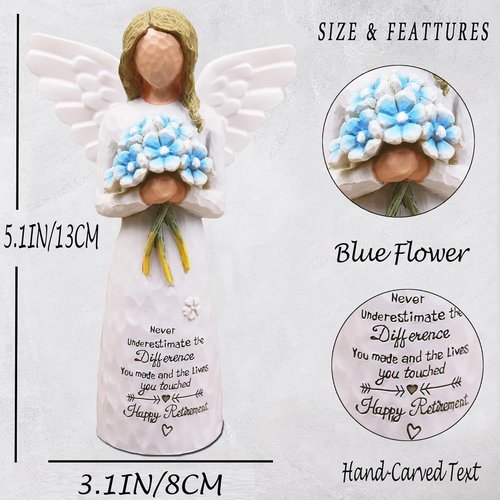 AUKEST Retirement Gifts for Women - 5.1” Blue Angel Figurine | Perfect Happy Retirement Decoration