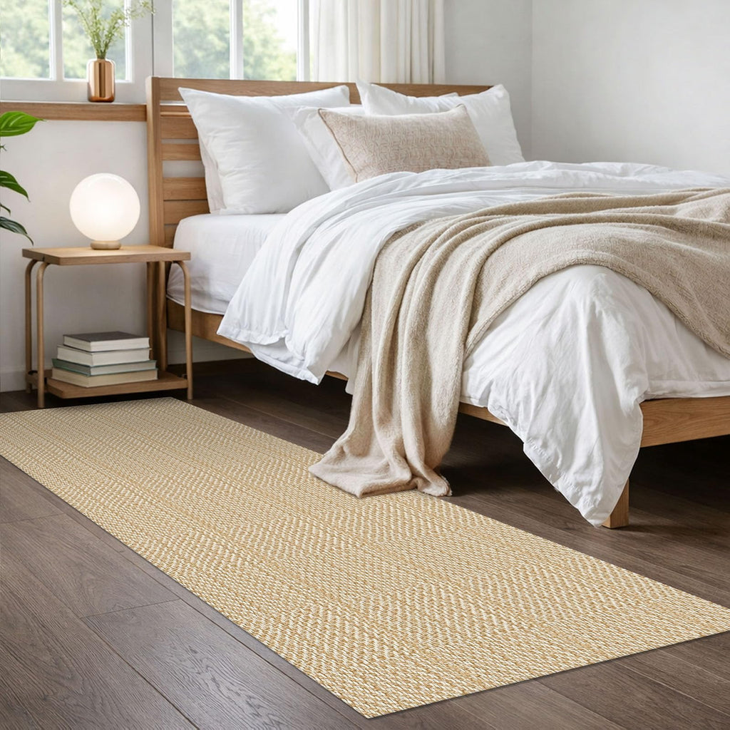 IOHOUZE Washable Runner Rug 2x6 Non Slip Runners for Hallways Entryway Runner Indoor, Kitchen Rugs Woven Cotton Floor Carpet for Kitchen Hall Entrance Bedroom, Warm Beige/Orange/Apricot
