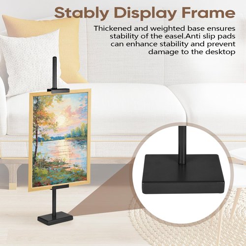 dakewang 1pcs Adjustable Tabletop Easel Stand for Picture Frames, Picture Easels for Display, Gold Easel, Picture Frame Stand, Adjustable Art Easel.(18inch,Black)