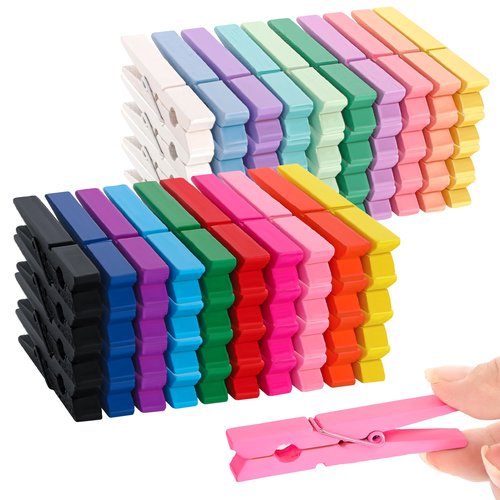 80 Pcs Colored Wooden Clothes Pins 2.9 Inch DIY Crafts Clips for Hanging Decorative Multifunctional Clothespins