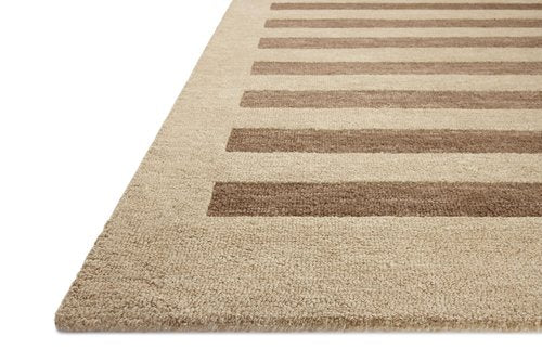 Loloi Leanne Ford Craven Collection CVN-05 Oatmeal/Bark 2'-3" x 3'-9" Accent Rug Striped, Patterned, Neutral, Entryway, Mudroom, Bathroom, and Kitchen