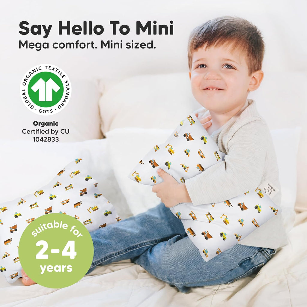 My Little Dreamy Mini Toddler Pillow - Soft Organic Cotton Travel Pillow with Case | 9x13 for Kids 2-4 Years