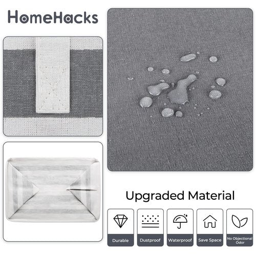 HomeHacks 3-Pack Large Laundry Basket,75L Each Waterproof, Freestanding Laundry Hamper, Collapsible Tall Clothes Hamper with Extended Handles for Clothes in the Dorm and Family-Gradient Grey