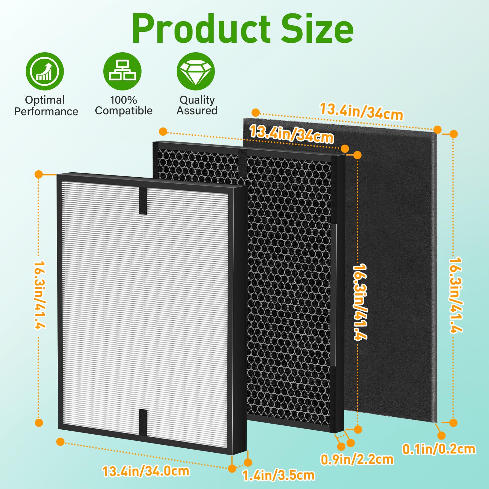 12 Pack 3000 Replacement Filters, Compatible with Air Doctor 3000, 3000M, 3000Pro Air Pur-ifier, 2 Air Filter + 2 Activated Carbon + 8 Carbon Pre-Filters