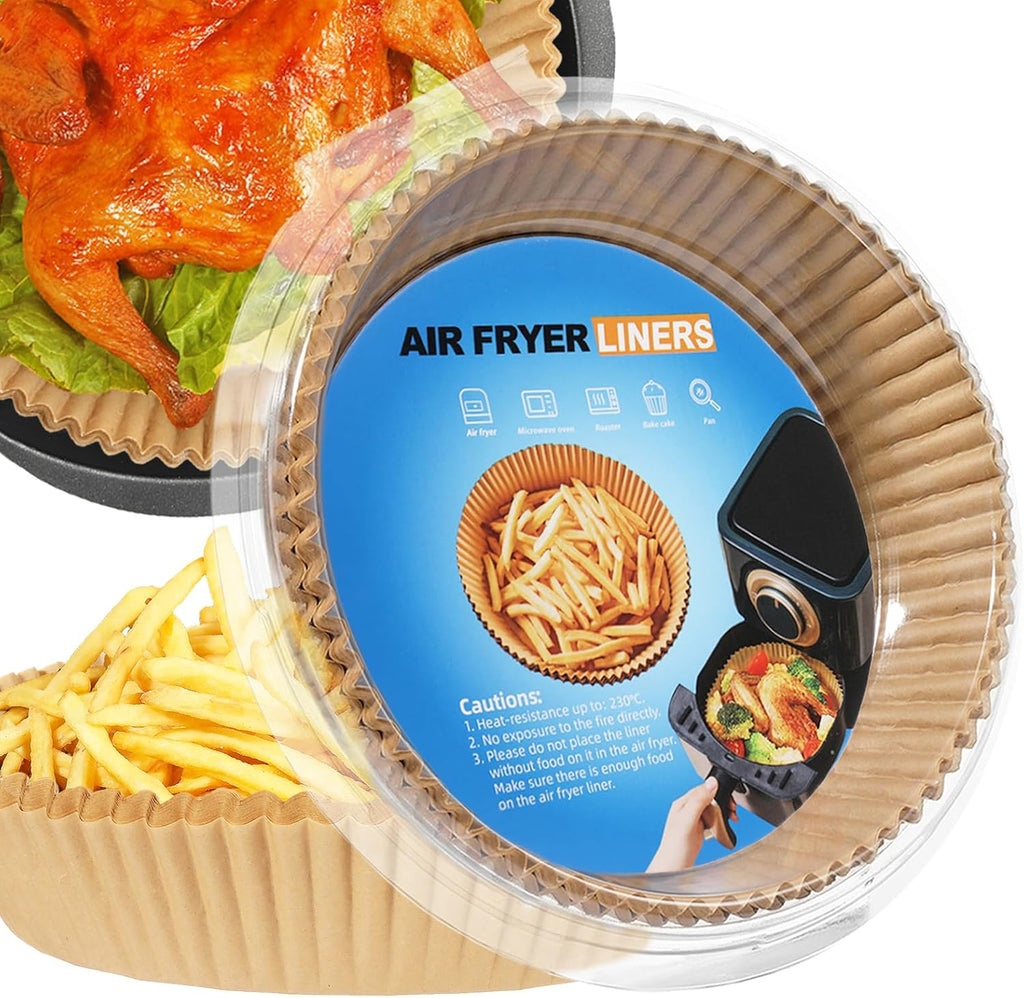 Skiennix Air Fryer Paper Liners - Non-Stick Disposable Parchment for 3-5QT Air Fryers | 100PCS, 6.5 Inch