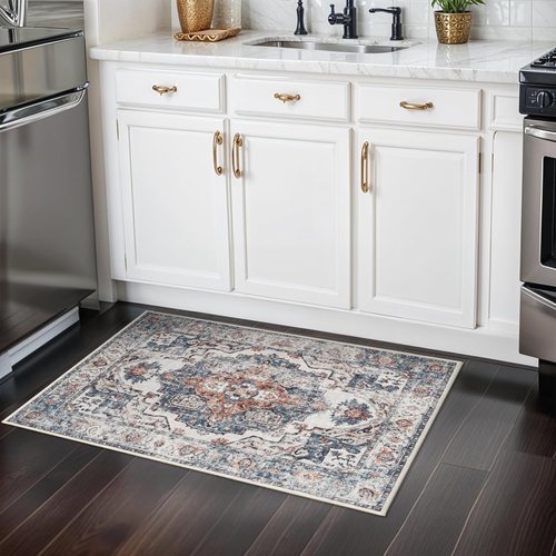Hallway Washable Runner Rug - Vintage Soft Non-Slip Indoor Carpet for Entryway, Kitchen & Bathroom (2x3, Brick)