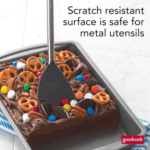 GoodCook Nonstick Steel Cake Baking Pan - 11 x 7 In for Brownies, Biscuits & Cakes | Gray Finish