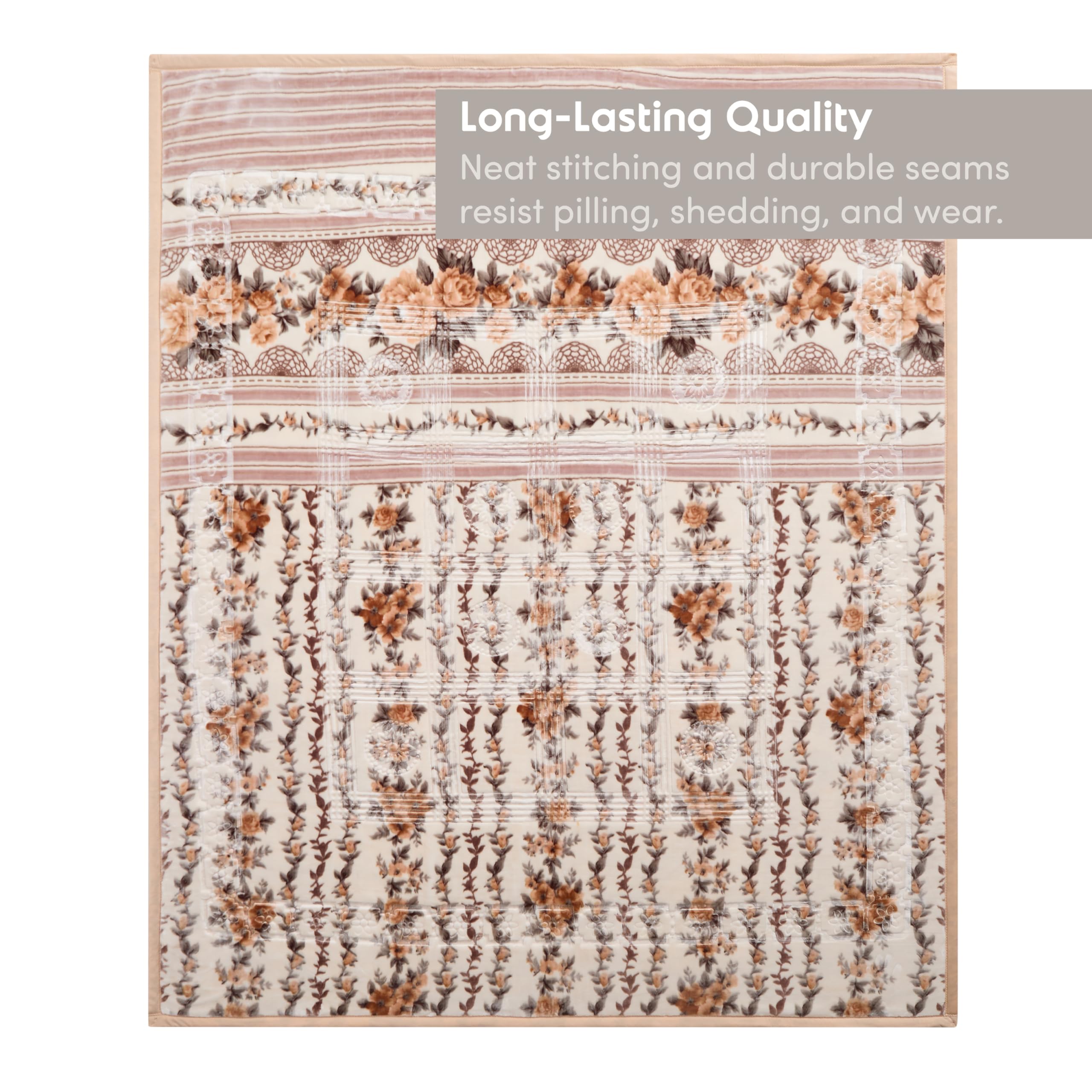 Nestl Korean Mink Blanket King Size - 12 Lbs Velvet Fleece Korean Blanket - 2 Ply Warm & Thick Winter Blanket - Wrinkle & Fade Resistant - 87 x 94 Inches (Beige)