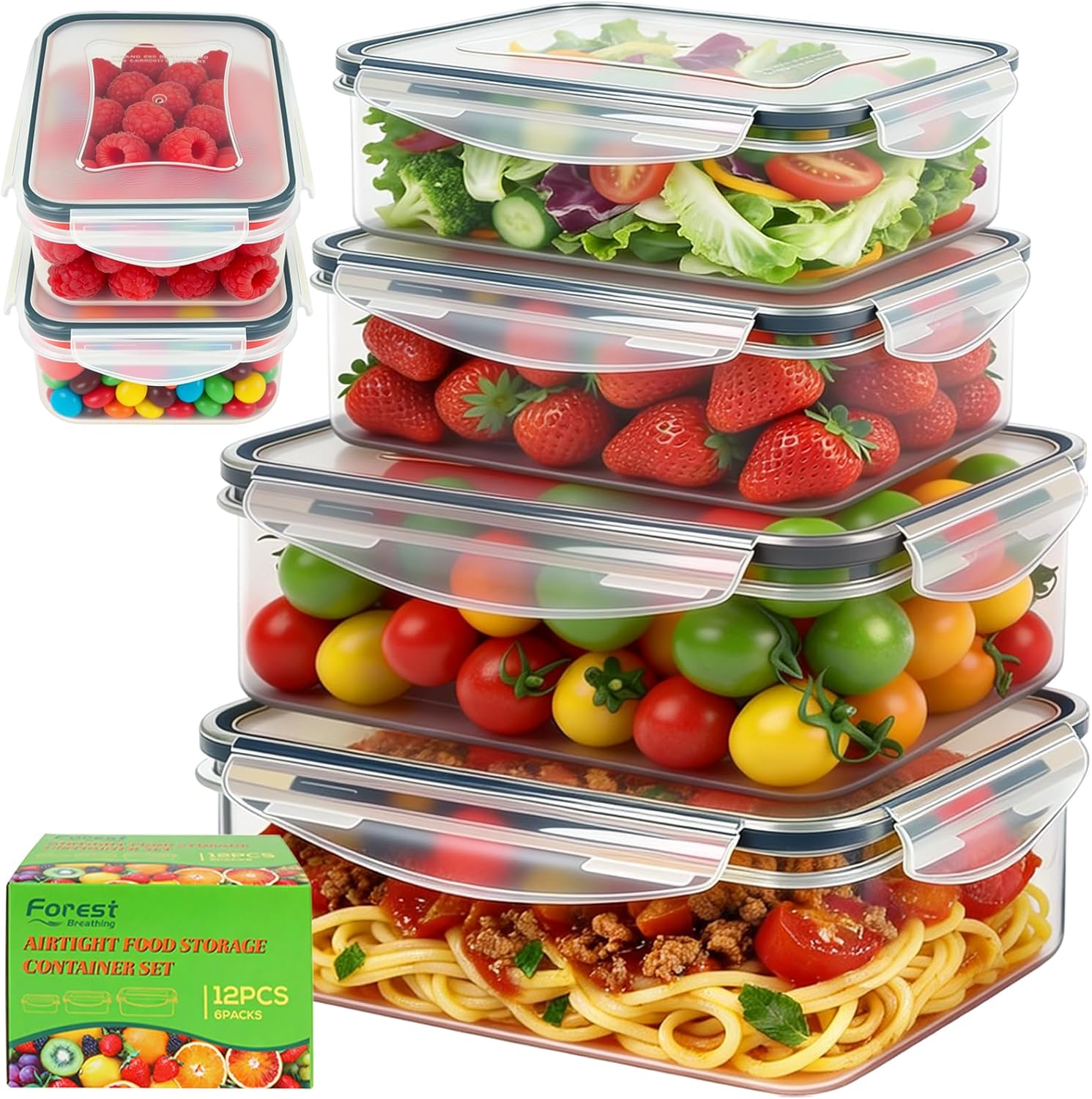 Skiennix 6 Pack Large Food Storage Containers - BPA-Free, Airtight & Leakproof, 85oz/50oz/34oz Sizes