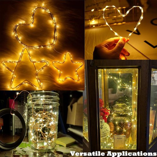 Beingreat USB Fairy Lights, 2 Pack 33Ft 100 LED, Flexible Silver Wire Mini String Lights for Bedroom Wedding Christmas Decor, DIY Crafting, Warm White