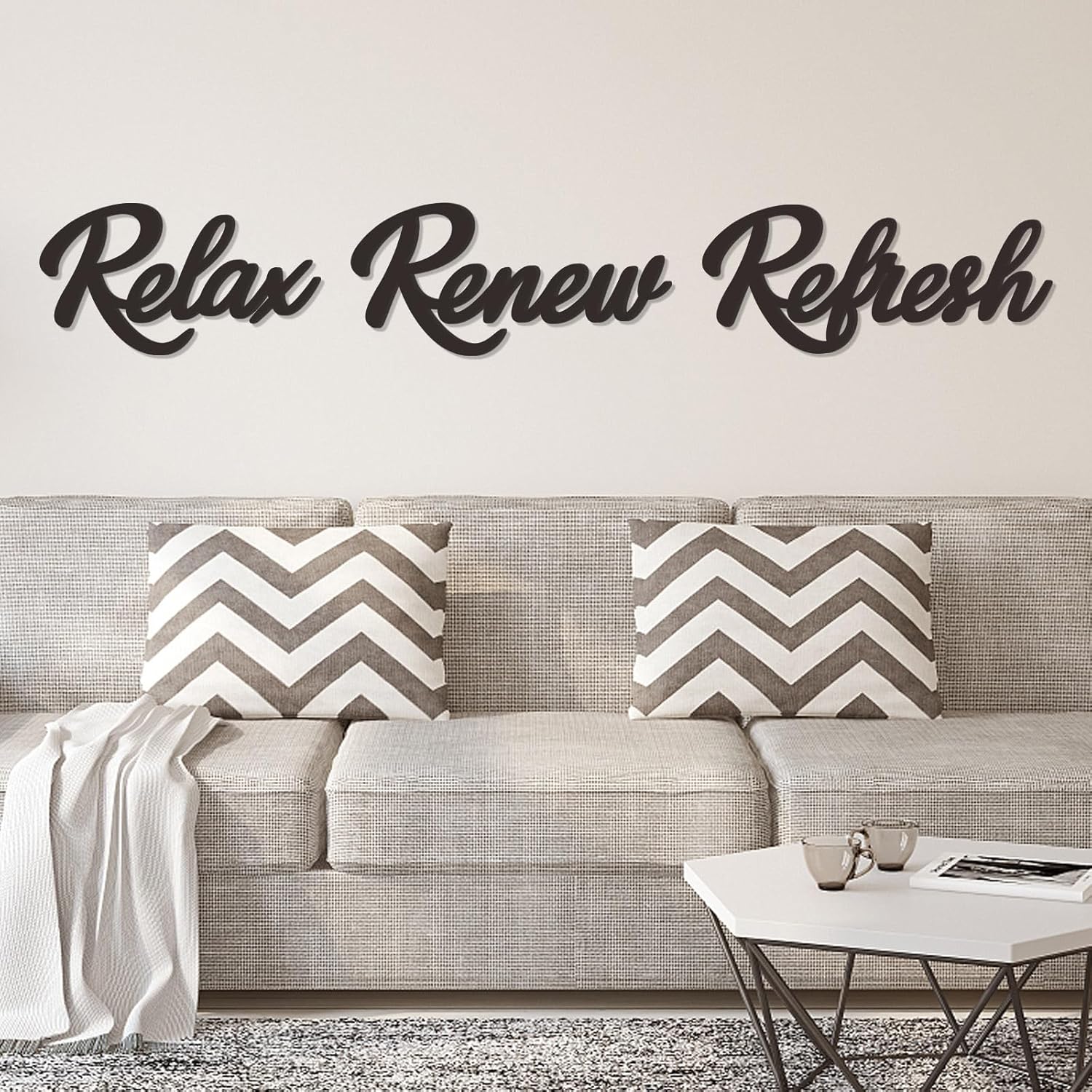 Skiennix Wooden Bathroom Decor - Relax Renew Refresh Sign | Large Black Design - Perfect for Home