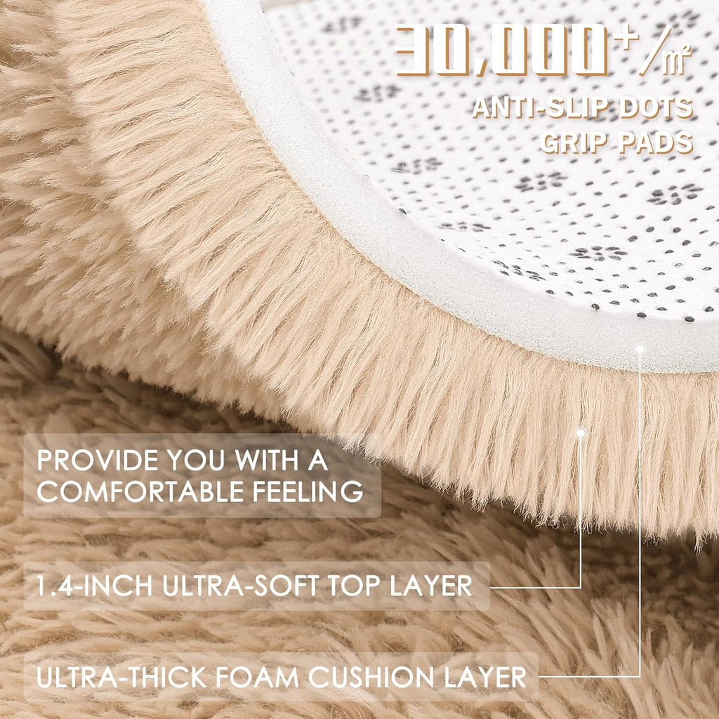 OLANLY 5x7 Large Area Rug - Soft Fluffy Shaggy Carpet for Living Room & Bedroom | Beige Indoor Decor